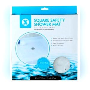 Rubber Non-Slip Square Shower Mat with Microban White - Slipx Solutions